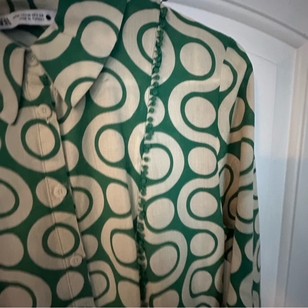 Zara Green and Cream Mini Dress - Picture 4 of 10